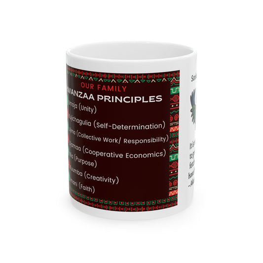 Kwanzaa Principles Ceramic Mug, with Sankofa Bird Motif  – 11oz