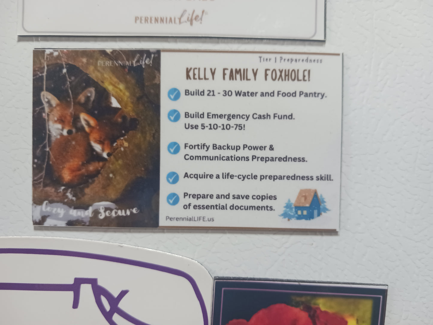 Family Foxhole Kitchen Magnet with Tier 1 Preparedness Goals, by PerennialLIFE™