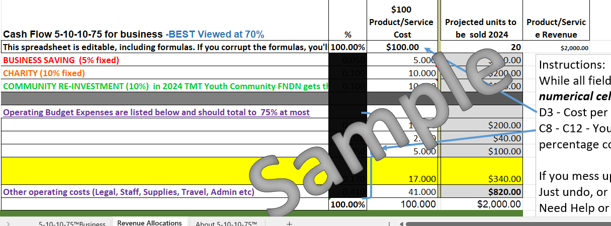 Cash Flow 5-10-10-75 Microsoft Excel App Business Version