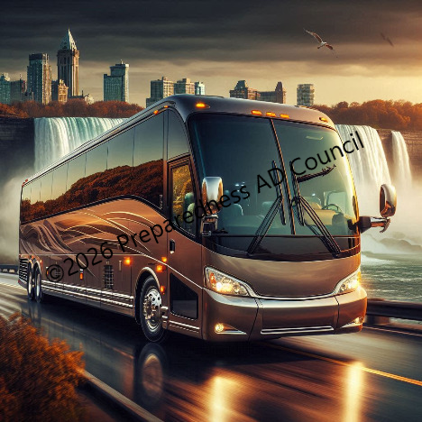 Bus Beside Waterfall