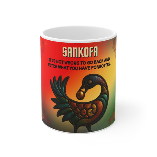 Sankofa Coffee Mug — African Sankofa Symbol with Inspirational Quote, 11oz