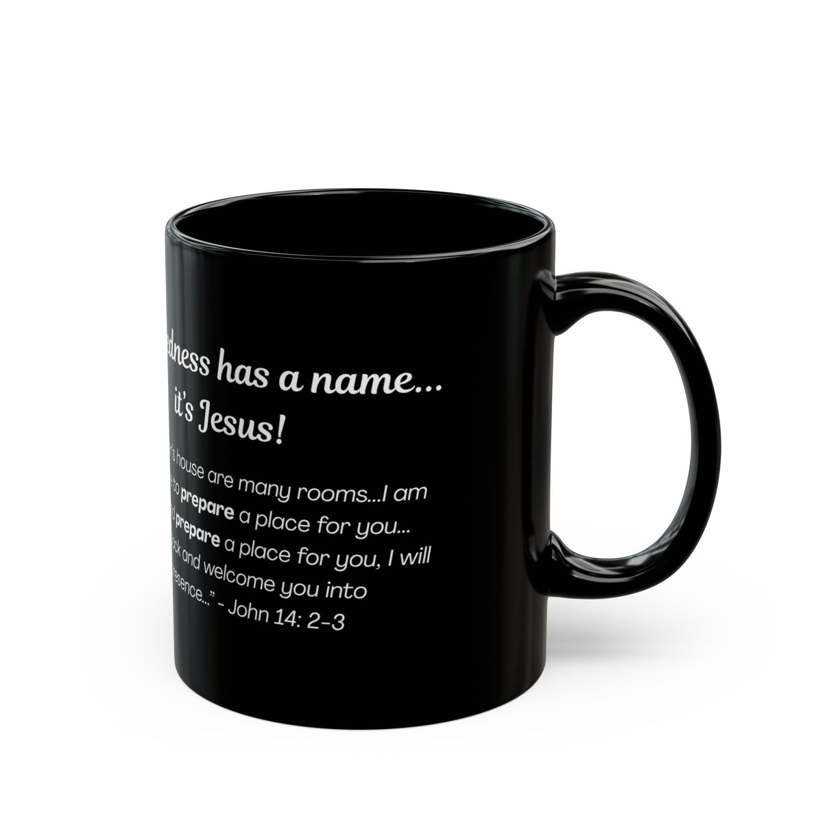 Christian Coffee Mug — "Preparedness Has a Name... It's Jesus!" Black Ceramic