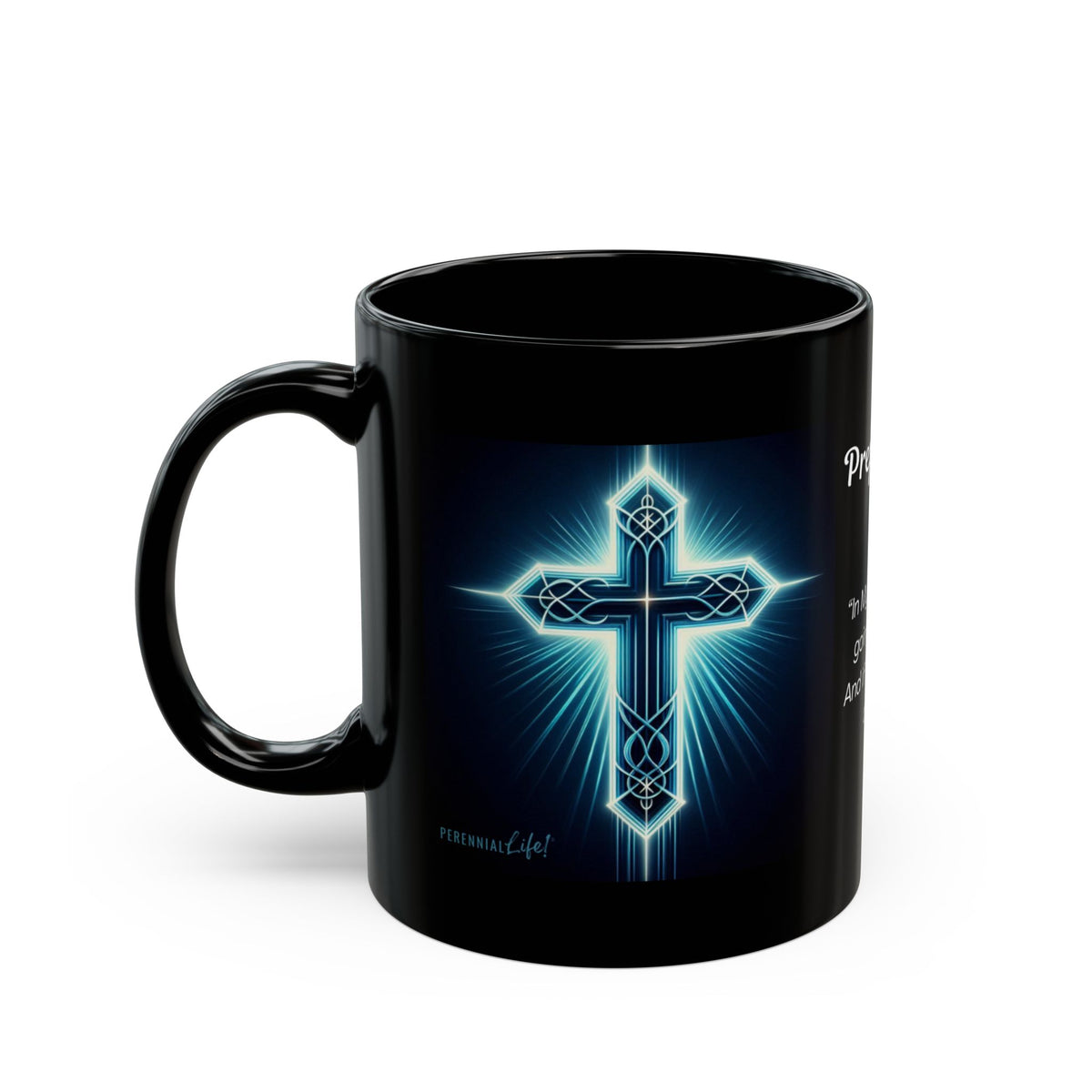 Christian Coffee Mug — "Preparedness Has a Name... It's Jesus!" Black Ceramic