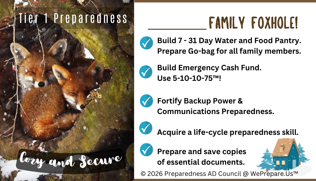 Family Foxhole Kitchen Magnet with Tier 1 Preparedness Goals, by PerennialLIFE™