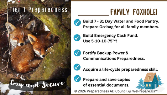 Family Foxhole Kitchen Magnet with Tier 1 Preparedness Goals, by PerennialLIFE™