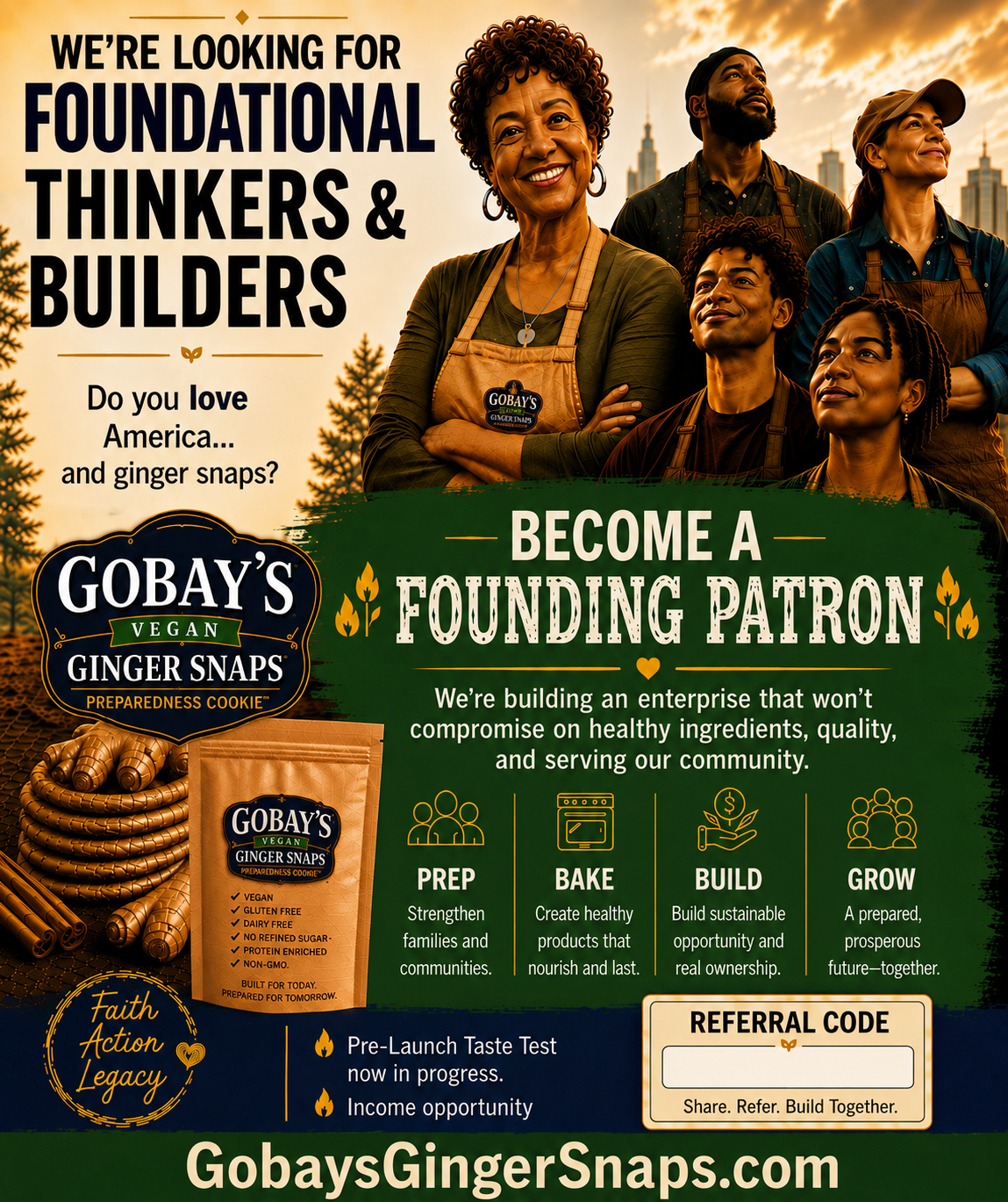 We're Looking for Foundational Thinkers and Builders Digital Image - Gobay's Ginger Snaps