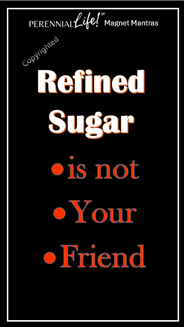 "Refined Sugar Is Not Your Friend" Daily Mantra by PerennialLIFE™, Kitchen Magnet