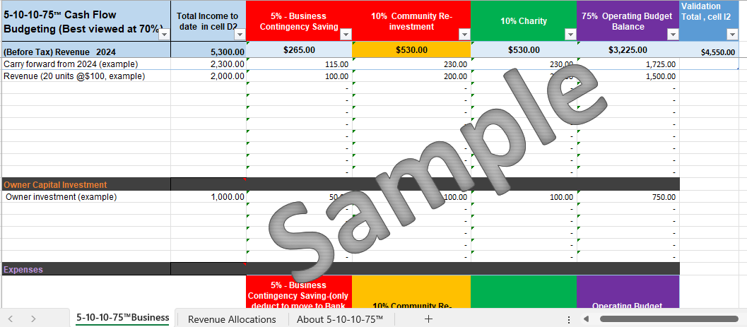 Cash Flow 5-10-10-75 Microsoft Excel App Business Version